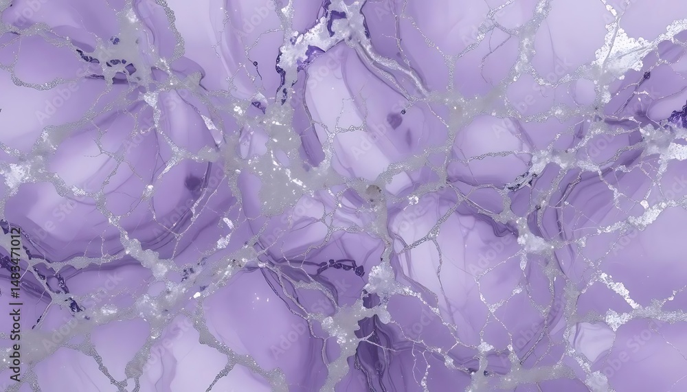 Aufkleber elegant swirling purple ink background with shimmering silver accents creating a luxurious and fluid