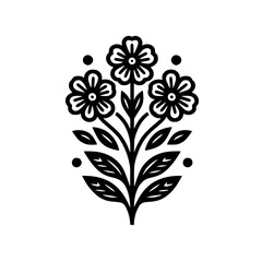 Elegant Black and White Floral Vector Illustration, Minimalist Style