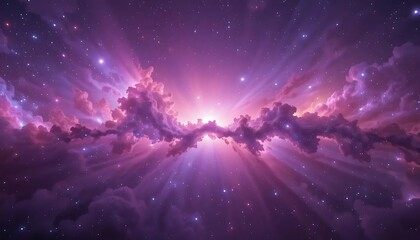 Ethereal Cosmic Nebula Radiating Light and Color in a Majestic Display of Galactic Beauty with...