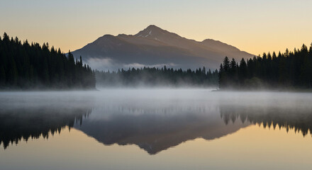Peaceful Forest Lake at Dawn