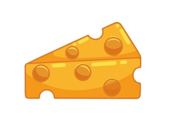 Cartoon cheese slice with holes isolated on white background