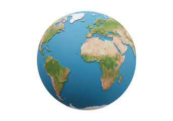 Naklejka premium Earth globe model illustration world map geography continents on transparent background