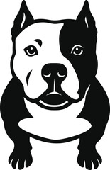 Pitbull Dog Head Silhouette, Black and White Pit Bull Illustration