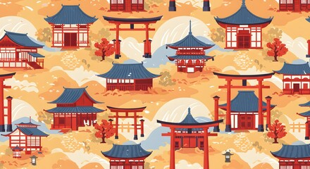 Fototapeta premium Traditional Japanese Architecture Pattern