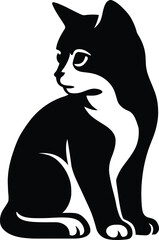 Pet Lover Cat Silhouette Design, Stylish Black and White Cat Vector