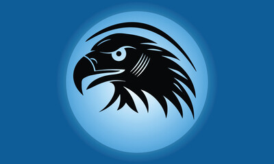 A stylized  black silhouette of an eagle's head vector art