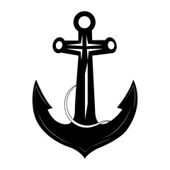 Anchor. Metal hook designed to hold a vessel in one place by hooking onto the bottom of a body of water. The anchor is lowered from the side of a ship or boat.