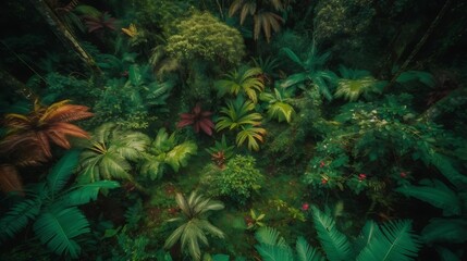 Lush Tropical Rainforest Canopy View.