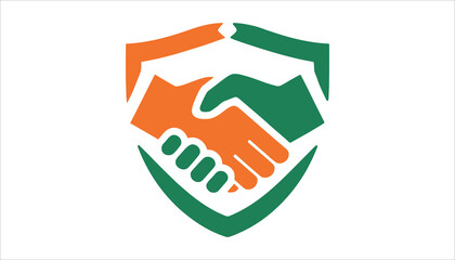 Handshake Shield Logo Vector. Business Agreement Partnership Icon.