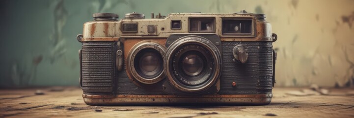 Distressed vector art photo mockup; vintage style, faded hues, worn look, nostalgic feel, paper, design, template