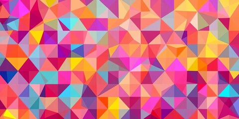 Vibrant abstract mosaic of colorful triangles and squares, leaving ample empty space,  vivid, abstract