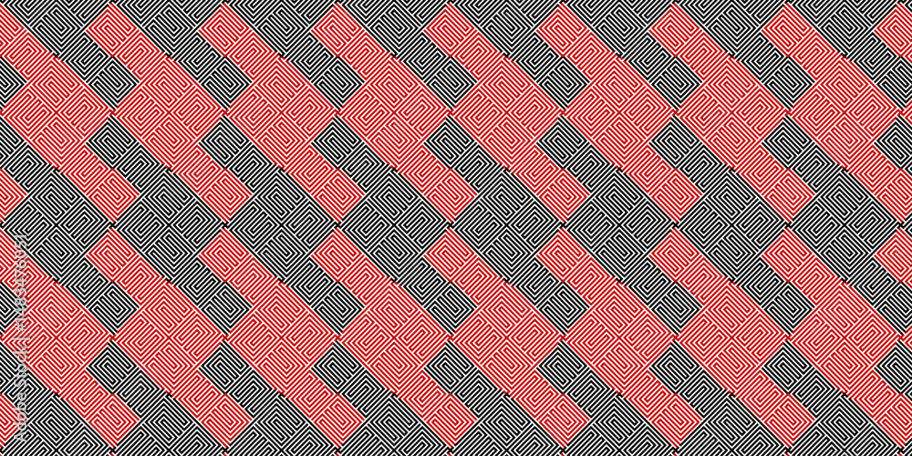 Poster geometric diagonal balck and red stripe line seamless pattern background