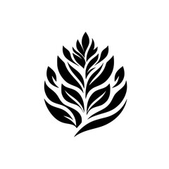 Obraz premium Abstract Leaf Design, Black and White, Minimalist, Vector
