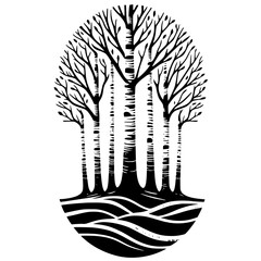 Black and White Aspen Forest Silhouette - Minimalist Art