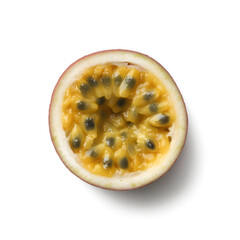 Halved Passion Fruit on White Background