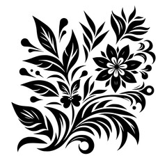 Elegant Floral Design: Black and White Decorative Pattern