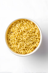 Top View of Ramen Noodle Cup Isolated on White