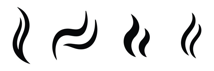 Smoke steam icon set vector.  heat, hot, cooking symbol vector. aroma symbol set 