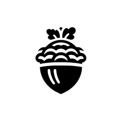 Vector Acorn Icon in Flat, Minimalist Style - Botanical Illustration