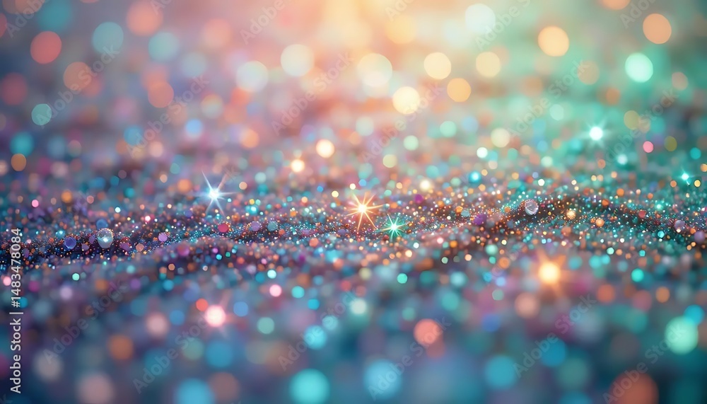 Poster shimmering bokeh background of sparkling glittering particles creating a festive magical atmosphere 
