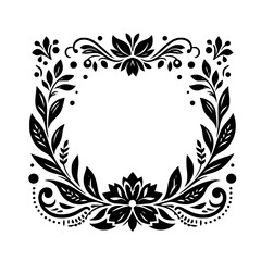 Elegant Floral Frame in Black and White - Decorative Border Design