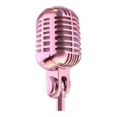 Vintage Style Microphone in Pink Color on Transparent Background