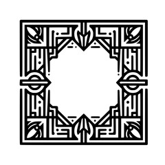 Geometric Art Deco Frame - Black & White Decorative Design Element