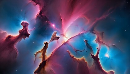 The breathtaking Eagle Nebula, showcasing celestial pillars with vibrant colors in deep space.