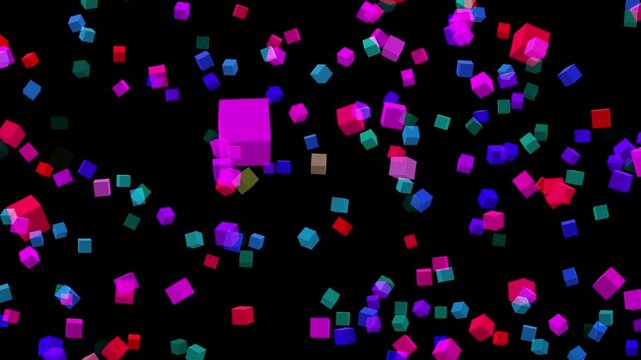 Speed cube 3d colorful cubes contrast black background suitable for design projects needing dynamic and modern visuals. Ideal for gaming or technology themes.