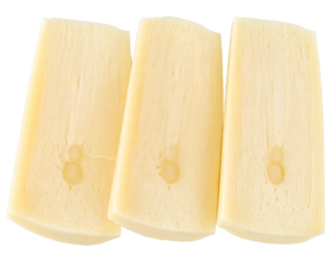 Bamboo shoot slices close up isolated on transparent background