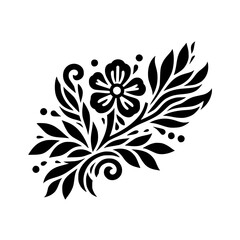 Black and White Floral Ornament Vector, Minimalist Design