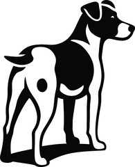 Dog Silhouette Minimal Vector, Simple Black and White Dog Design