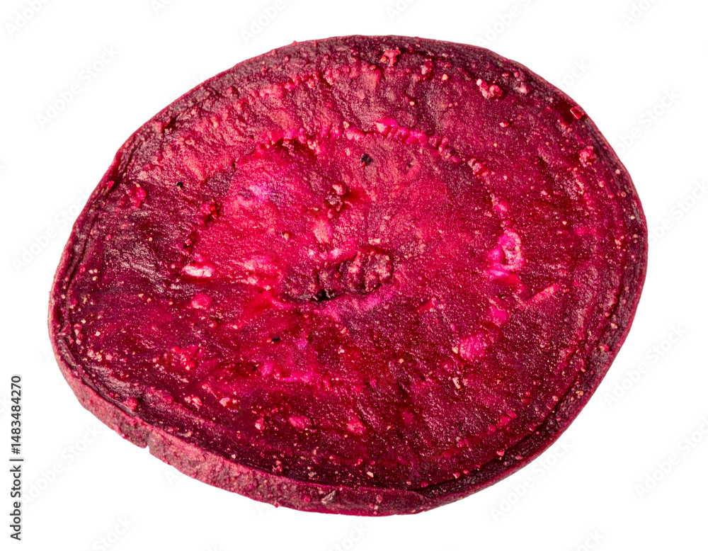 Poster close up of a single beetroot chip isolated on transparent background