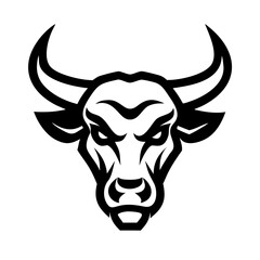 Simple black bull head silhouette. Ideal for logos, tattoos, or agricultural brand concepts.