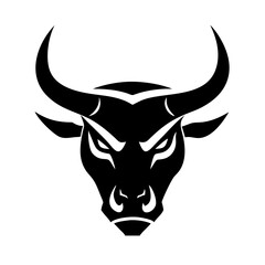 Bold bull head vector icon. Strong black silhouette for brand identity or graphic design projects.