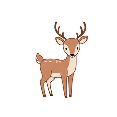 Cute cartoon deer standing on transparent background