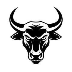 Vector bull face logo. Flat icon symbolizing power, growth, and leadership.