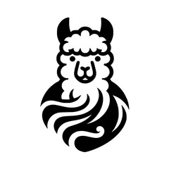 Fototapeta premium Bold Black and White Llama Logo - Vector Illustration