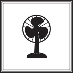Electric Desk Fan Silhouette – Vintage Table Fan Icon for Summer Cooling, Appliance Design, and Retro Themes