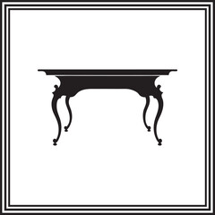 Antique Table Silhouette – Vintage Furniture Vector with Ornate Curved Legs for Classic Interior Design
