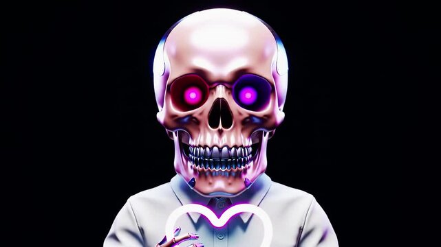 Mesmerizing vjing performance featuring a captivating digital skull figure in an immersive setting