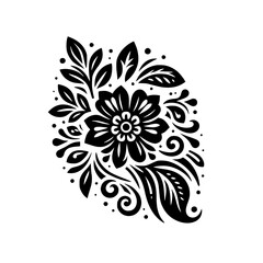 Elegant Black Floral Design on White: Decorative Vector Element