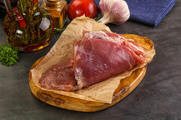 Raw uncooked turkey thigh fillet