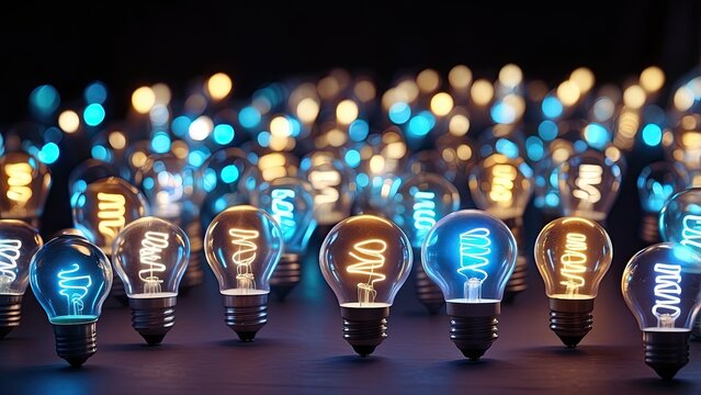 "Bright Ideas and Innovation Concept with Light Bulbs"