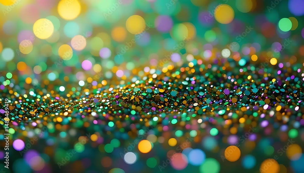 Poster abstract glittering confetti background with vibrant bokeh lights creating a festive and celebratory