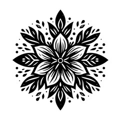 Intricate Black & White Floral Mandala Design - Decorative Art