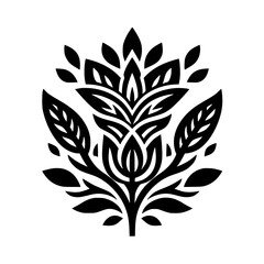 Elegant Black and White Floral Vector Illustration on White Background