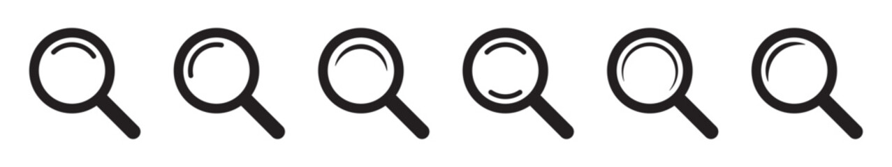 Magnifying glass icon, magnifier icon. Loupe icons set.
