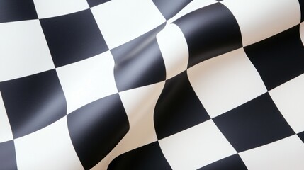 A checkered flag with a black and white pattern.