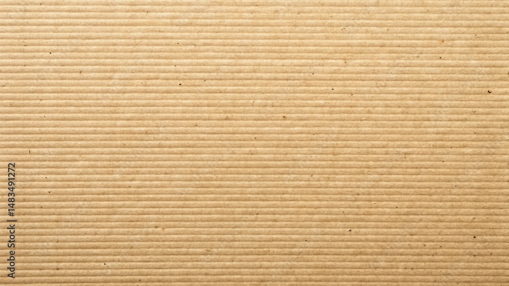 Poster close up of brown corrugated cardboard texture with horizontal parallel lines